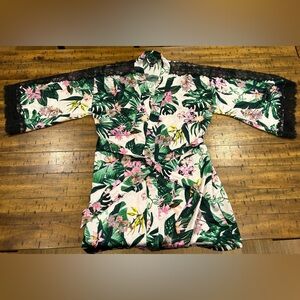 Victoria's Secret Pink and Green Floral Mini Kimono